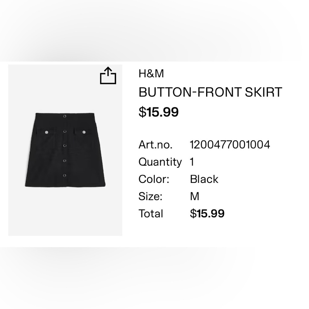 H&M Classic Black Skirt
